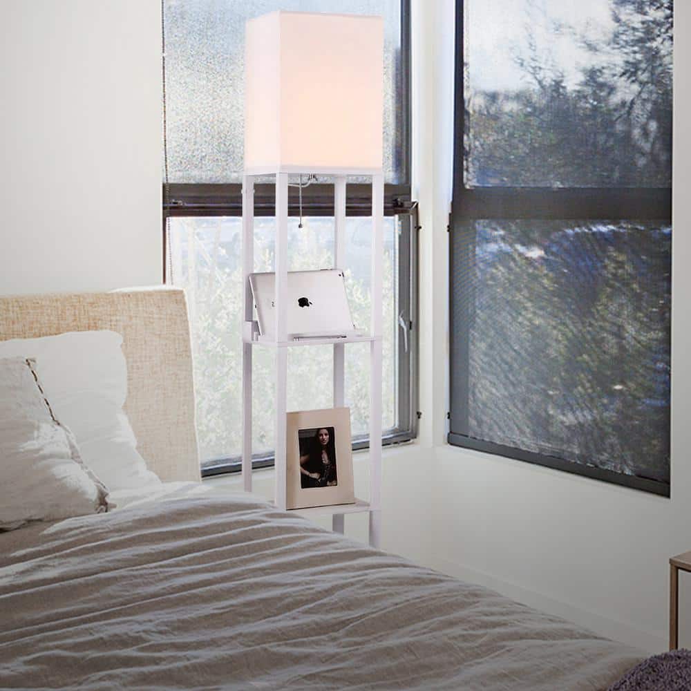 Orchid White Adjustable 3-Shelf Floor Lamp with USB Port