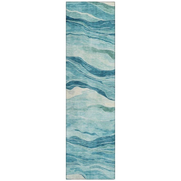 Chantille Machine Washable Indoor/Outdoor Abstract ACN1251 Turquoise 2 ft. 3 in. x 7 ft. 6 in. Area Rug