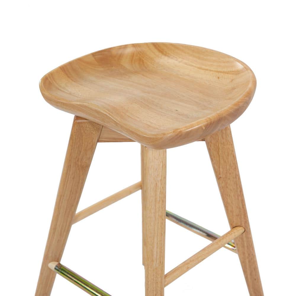 Natural Finish 29" Bali Swivel Wood and Metal Barstool