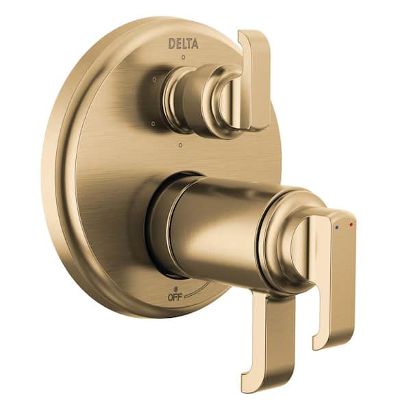 Delta Tetra Gold 2-Handle Wall-Mount Valve Trim Kit 6-Setting Int Div in Lumicoat Champagne Bronze (Valve Not Included)