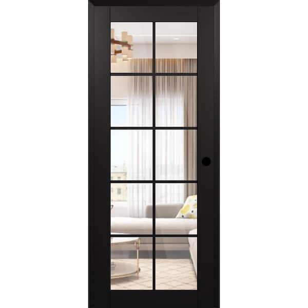 Belldinni Vona 10 Lite DIY-Friendly 18 in. x 80 in. Left-Handed Clear Glass Black Matte Composite Single Prehung Interior Door