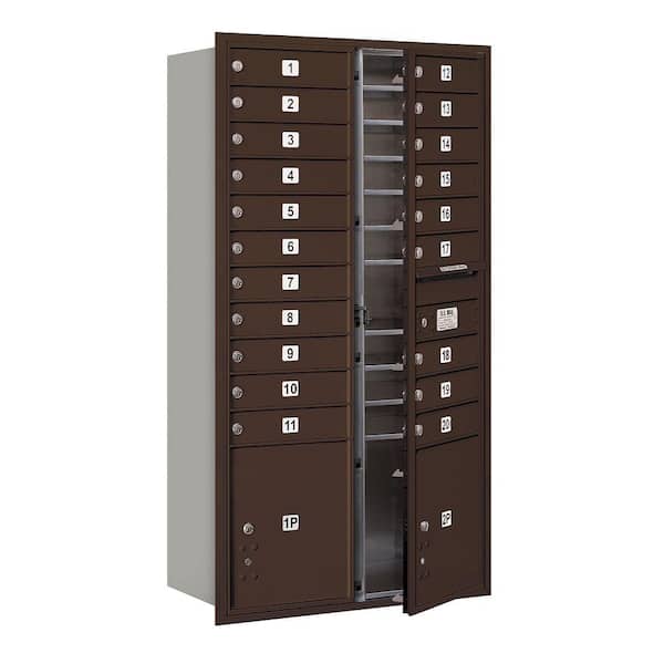 Salsbury Industries 56-3/4 in. Max Height Unit Bronze Private Front Loading 4C Horizontal Mailbox with 20 MB1 Doors/2 PL's