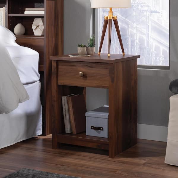 SAUDER River Ranch 1-Drawer Grand Walnut Nightstand 23.898 in. H x 18.268 in. W x 16.339 in. D
