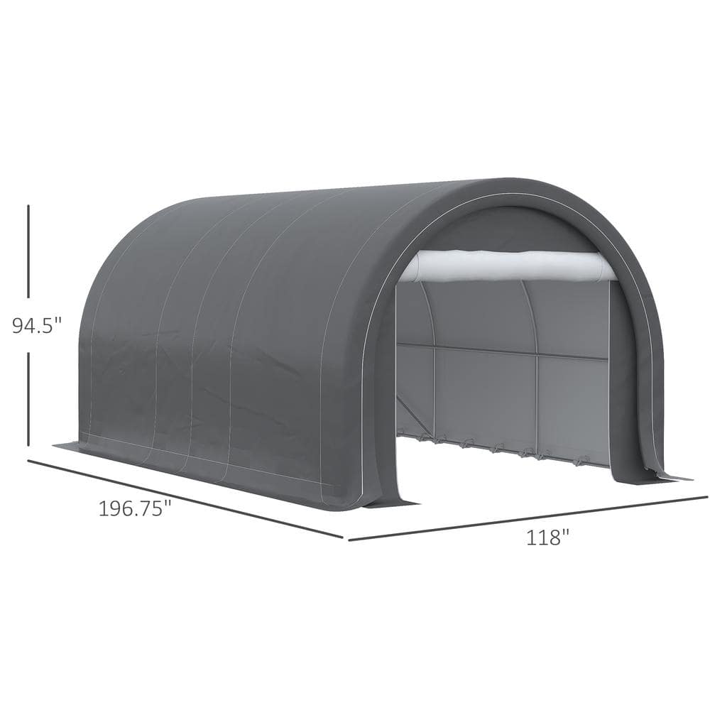 Gray 10' x 16' Portable Carport Storage Tent
