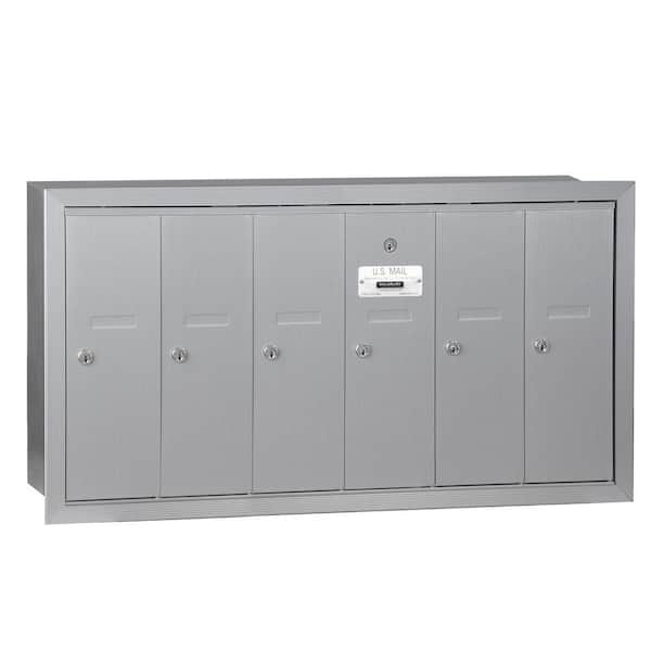 Salsbury Industries Aluminum Recessed-Mounted USPS Access Vertical Mailbox with 6 Doors