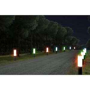 Solar Black Integrated LED Garden and Pathway Light with Multi-Color Light