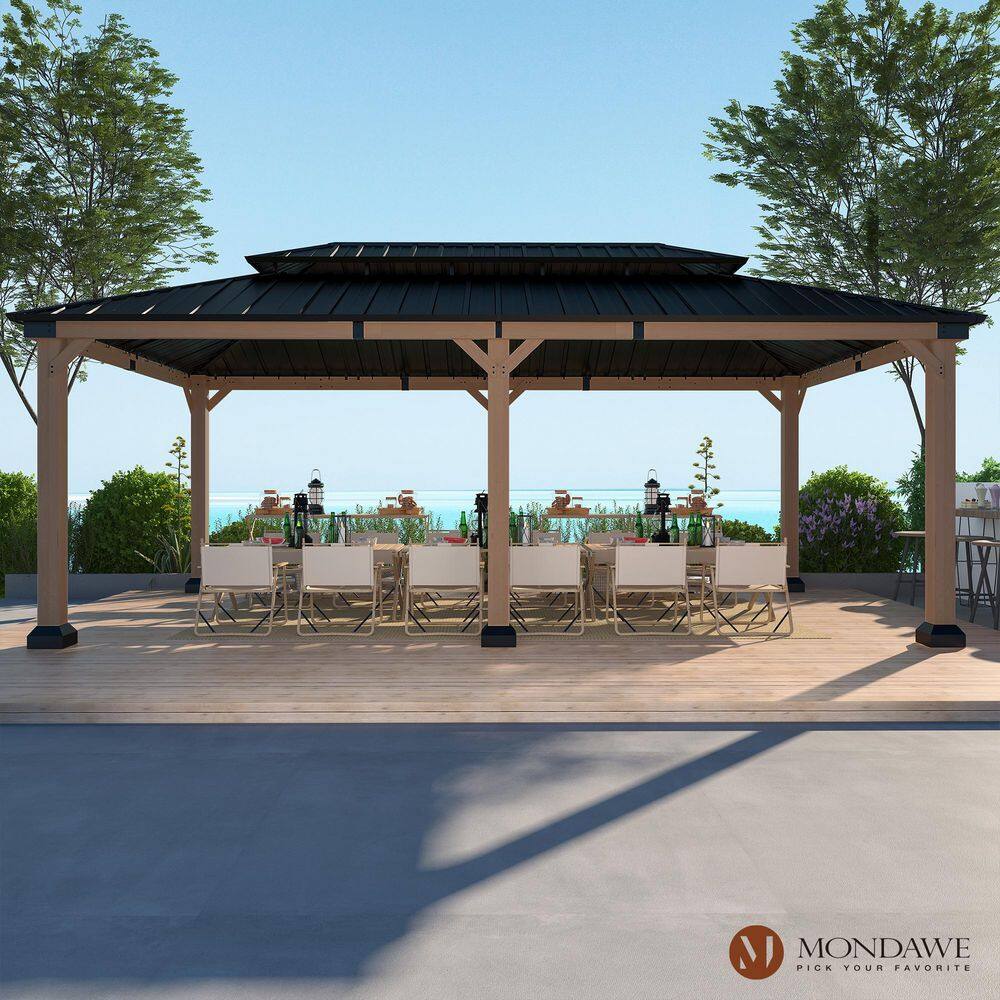 Cedarfort 12 ft. x 20 ft. Outdoor Cedar Wood Frame Hardtop Gazebo with Galvanized Steel Roof price history on PriceWatchPro