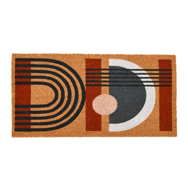 Storied Home Multi-Colored 16 in. x 32 in. Stacked Geometric Coir Door Mat