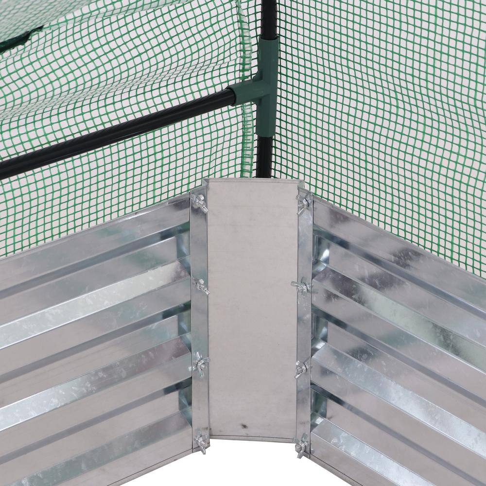 Green Steel Raised Garden Bed with PE Greenhouse Cover, 2' x 2'