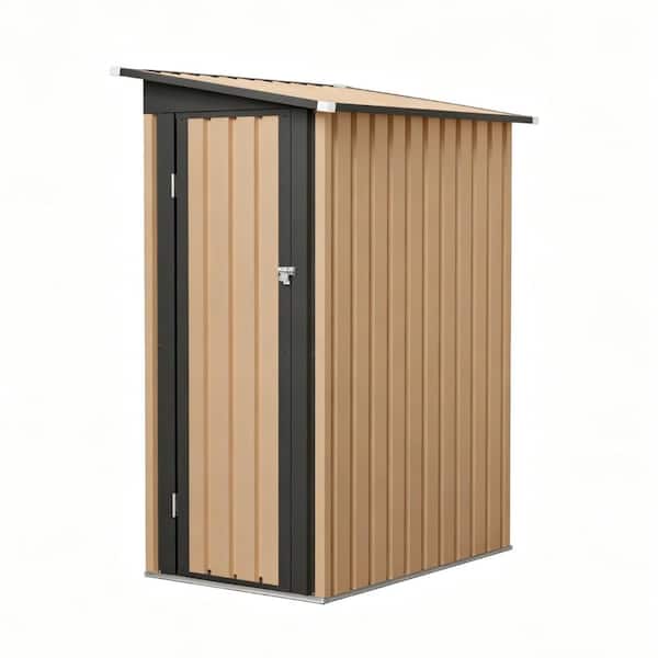 Heavy-Duty Brown Metal Garden Shed, 4.75 ft. x 2.48 ft. Outdoor Tool Storage House