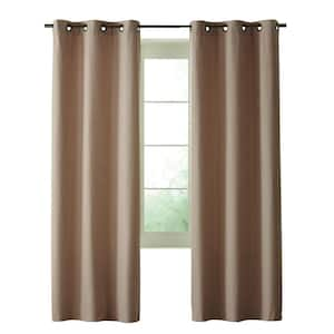 Prelude Taupe Polyester Smooth 40 in. W x 84 in. L Grommet Indoor Room Darkening Curtain (Single Panel)