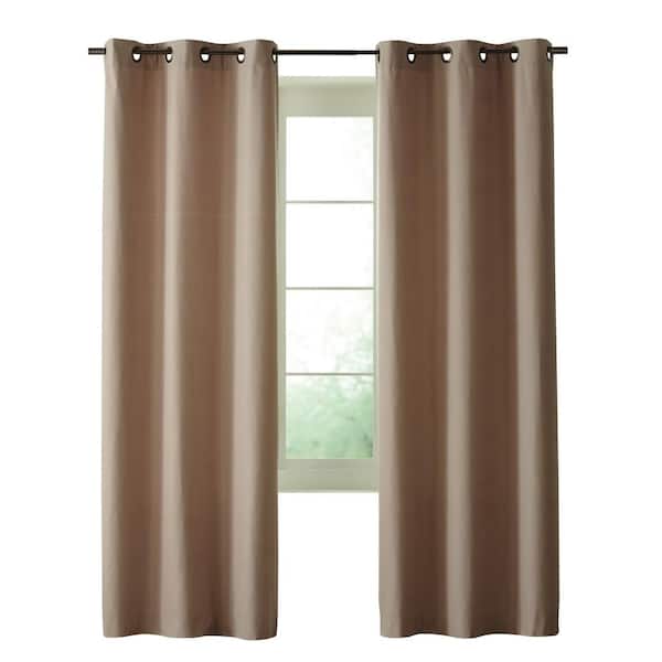 THERMALOGIC Prelude Taupe Polyester Smooth 40 in. W x 84 in. L Grommet Indoor Room Darkening Curtain (Single Panel)