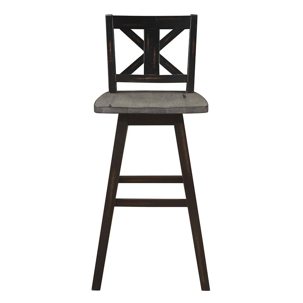 Distressed Gray and Black Wood Swivel Pub Stools Set of 2