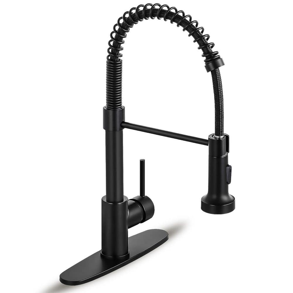 Single Handlem Deck Mount Standard Kitchen Faucet Stainless Steel 1 Handle Pull Out Faucet in Matte Black price history on PriceWatchPro