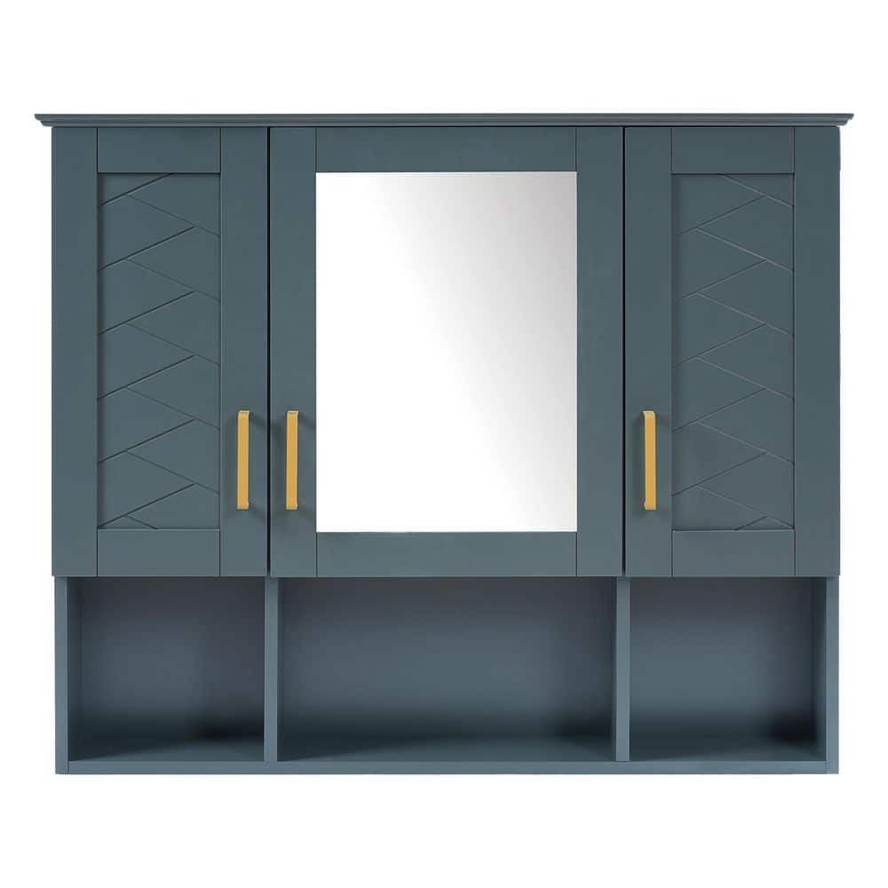 35 in. W x 28.7 in. H Rectangular Blue Medicine Cabinet with Mirror, Adjustable Shelves price history on PriceWatchPro