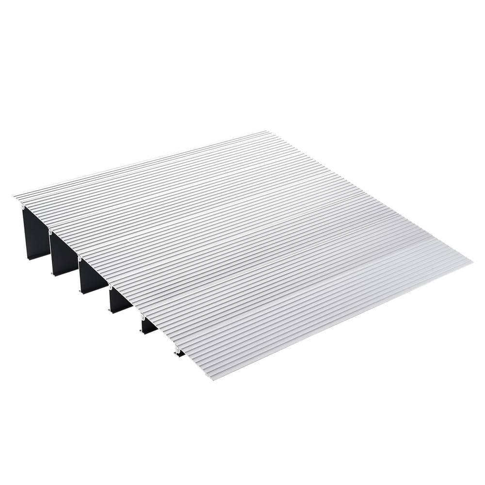 VEVOR Door Threshold Ramp 6 in. Rise Adjustable Modular Aluminum Threshold Ramp for Wheelchair, Doorway 800 lbs. Load Capacity