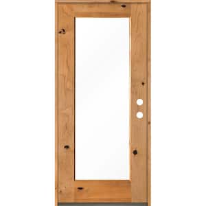 36 in. x 80 in. Rustic Knotty Alder Wood Clear Full-Lite w. Clear Stain Left Hand Inswing Single Prehung Front Door
