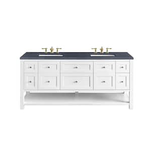 Breckenridge 72.0 in. W x 23.5 in. D x 34.2 in . H Bathroom Vanity in Bright White with Charcoal Soapstone Quartz Top