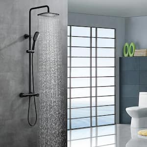 Elsy 2-Spray Patterns with 2.5 GPM 10 in. Wall Mount Dual Shower Heads with Handheld Shower in Matte Black