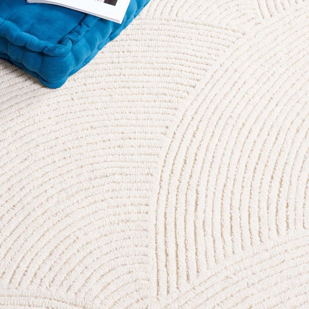 Ivory Geometric Hand-Tufted Wool 5' x 8' Rug