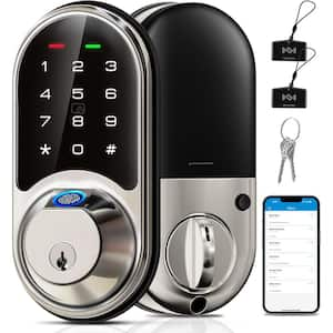 7 in 1 Smart Lock with App Control, Touchscreen Keypad & Smart Deadbolt - Biometric Smart Locks in Silver & Black