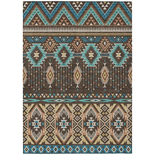 Chantille Machine Washable Indoor/Outdoor Abstract ACN1851 Brown 5 ft. x 7 ft. 6 in. Accent Rug