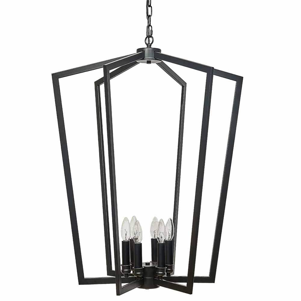Grace 6-Light Black Indoor Lantern Chandelier