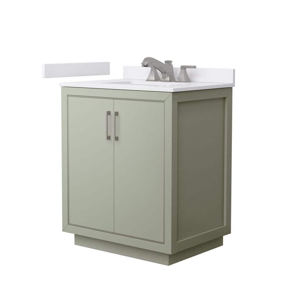 Icon 30 in. Single Freestanding Light Green Bath Vanity with White Cultured Marble Top Assembled price history on PriceWatchPro