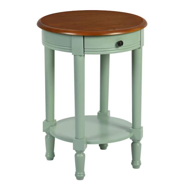 Homy Casa Lydon 19.7 in. Brown Round Wood End Table with 1Drawer LYDON The Home Depot