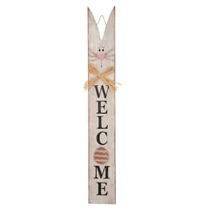 42 in. H Wooden Easter Welcome Porch Sign with Bunny Ears