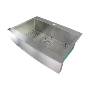 Diamond Dual Mount Stainless Steel 36 in. 1-Hole Single Bowl Kitchen Sink in Brushed