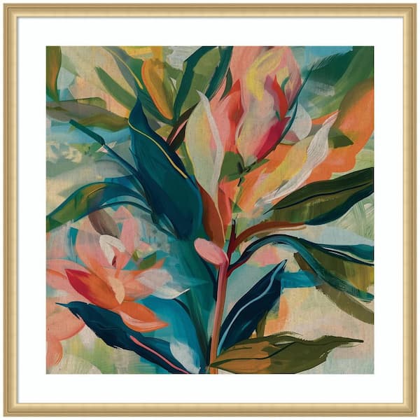 Florence "Colorful Tropic Botanical Abstract" by The Creative Bunch Studio Abstract Framed Art Print 34 in. x 34 in.