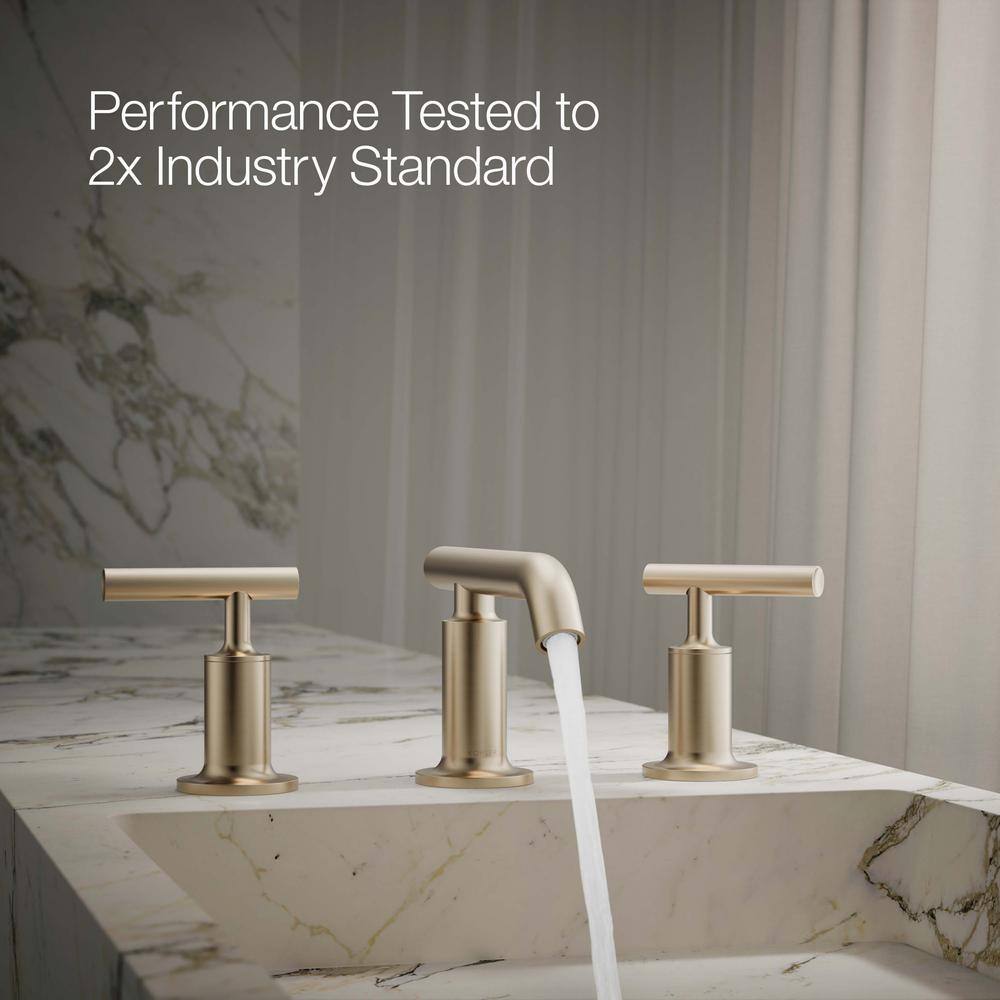 Elegant Purist Double-Handle Brushed Bronze Bathroom Faucet