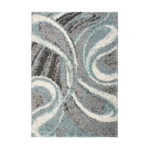 Blue 7 ft. 10 in. x 10 ft. Contemporary Cozy Plush Shag Area Rug