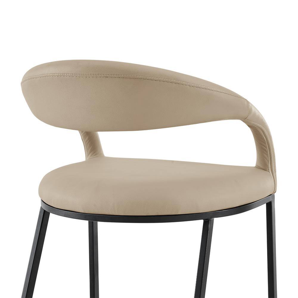 Ramona 30" Beige Faux Leather and Black Metal Bar Stool