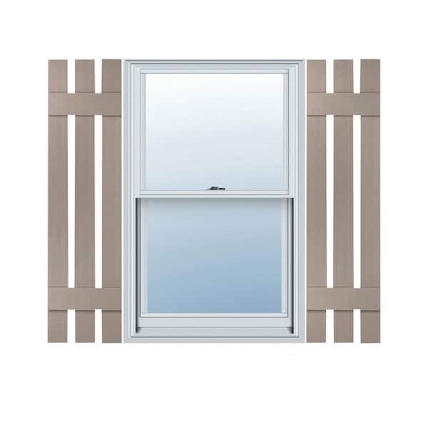 Ekena Millwork 12 in. x 35 in. Lifetime Vinyl Standard Three Board Spaced Board and Batten Shutters Pair Clay