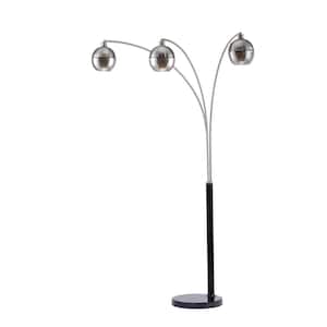 Orson 84 in. 3-Light Brushed Nickel Arc Lamp