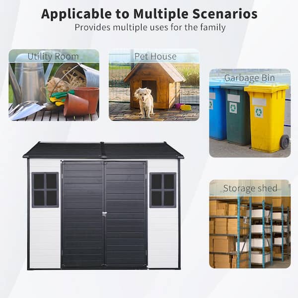 Mondawe 8 ft. x 6 ft. Black and White Resin Outdoor Storage Shed