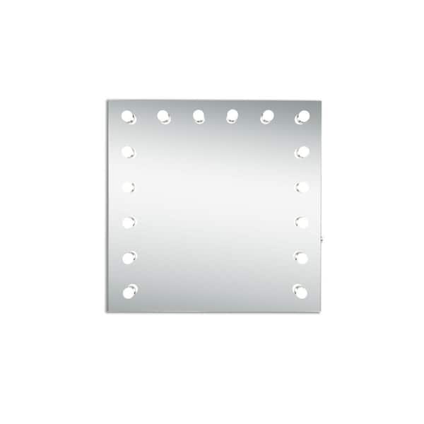 Unbranded Timeless Home 36 in. H x 36 in. W Modern Square Steel Lighted LED Mirror in Silver (5000K)
