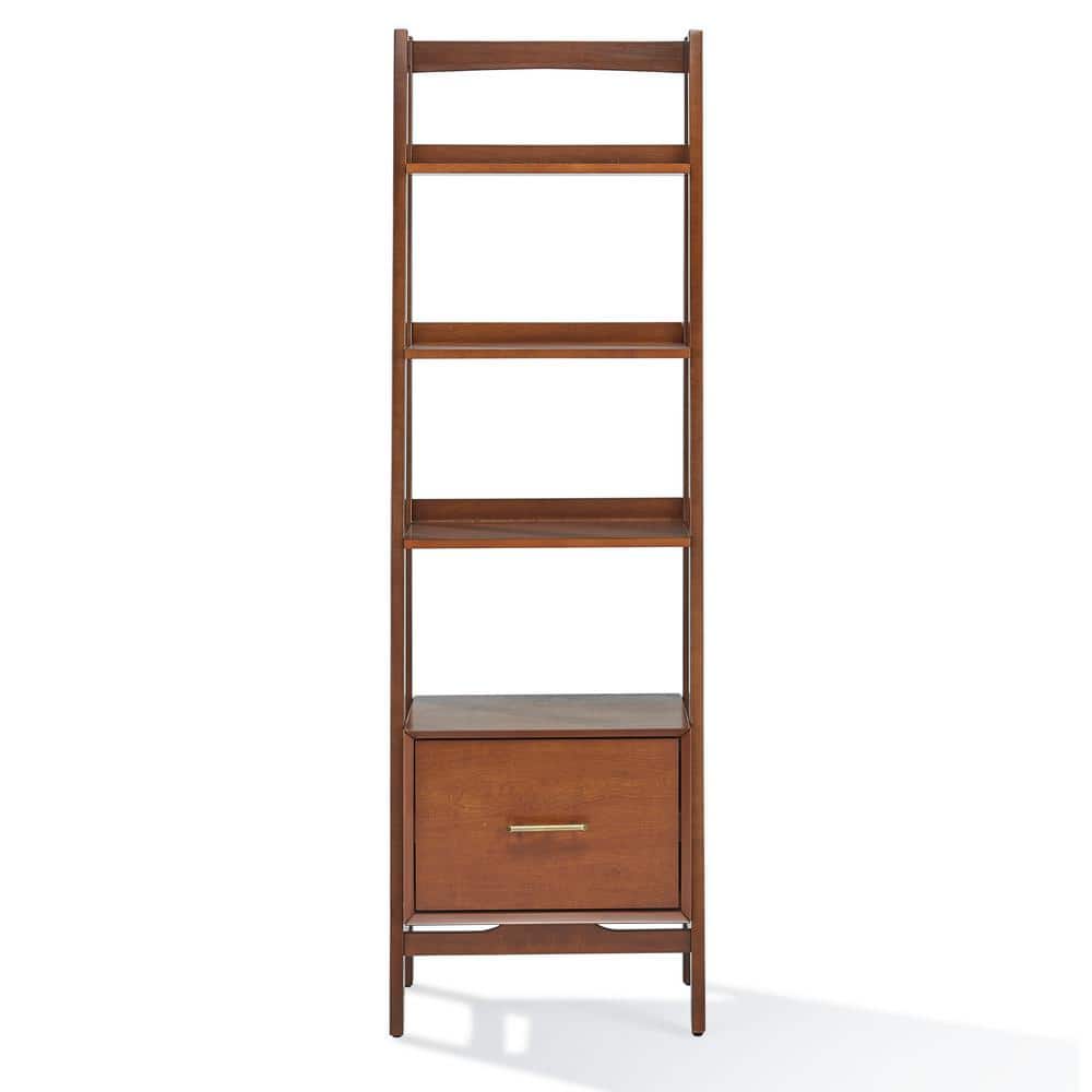 Landon Mid-Century Mahogany Narrow Etagere Bookcase