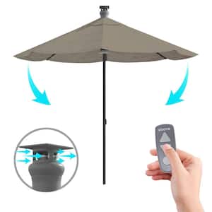 Height Series 9 ft. Smart Market Patio Umbrella, Remote Controlled, LED Light, Wind Sensor - Sunbrella Spectrum Dove
