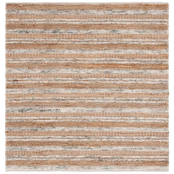 Natura 6 ft. x 6 ft. Natural/Brown Modern Striped Square Area Rug