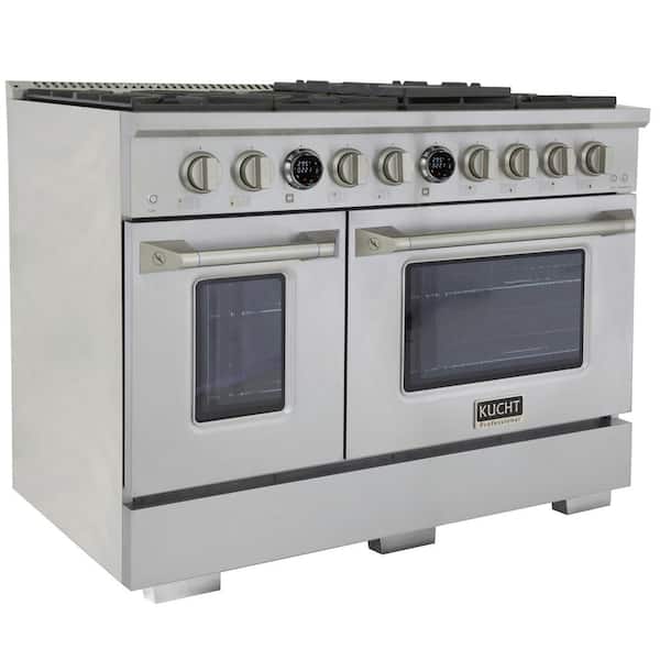 48 in. 6.7 cu. ft. 8-Burners Dual Fuel Range for Propane Gas in Stainless Steel with Horus Digital Dial Thermostat