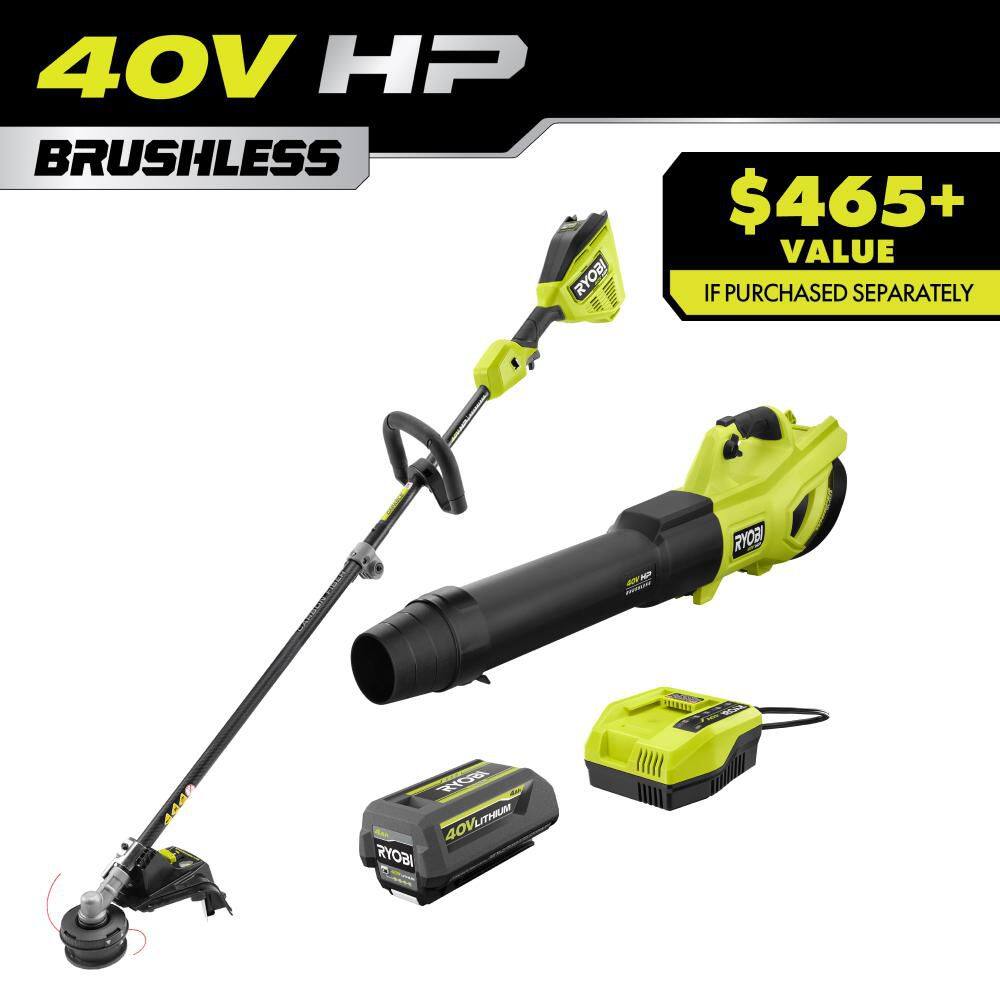 40V HP Brushless Cordless 17 in. String Trimmer and 180 MPH 800 CFM Leaf Blower Combo Kit w/ 4 Ah Battery and Charger price history on PriceWatchPro