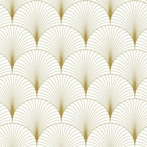 Lempicka White Art Deco Motif Metallic Non-Pasted Non-Woven Wallpaper Sample