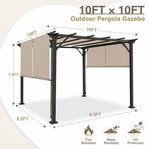 EAGLE PEAK Outdoor Gazebo Pergola 10 ft. x 10 ft. with Retractable