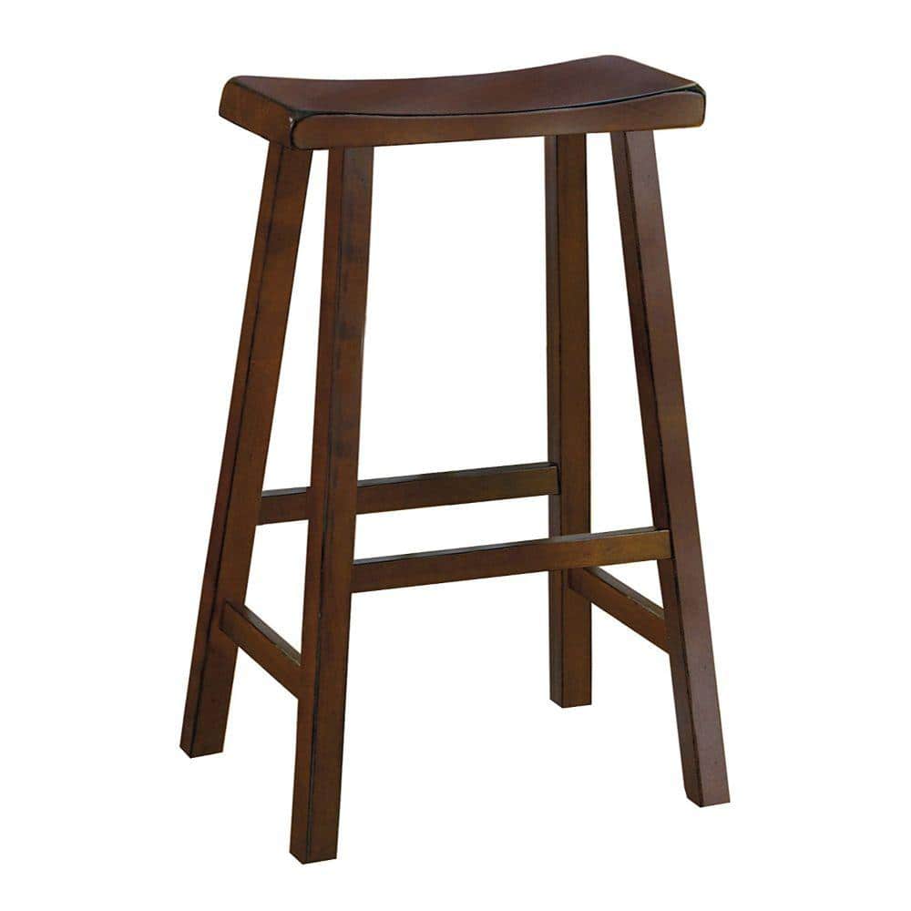 Benjara 29 in. Cherry Brown Wooden Counter Height Stool with
