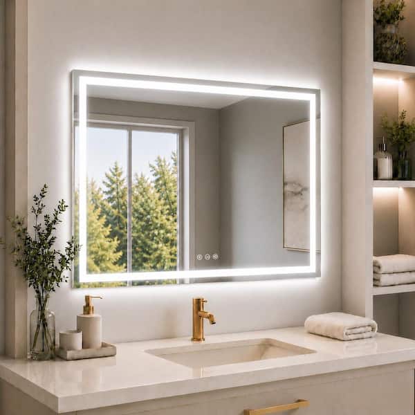 Luma Pro 48 in. W x 36 in. H Rectangular Frameless LED Light Dimmable Anti-Fog Wall Bathroom Vanity Mirror