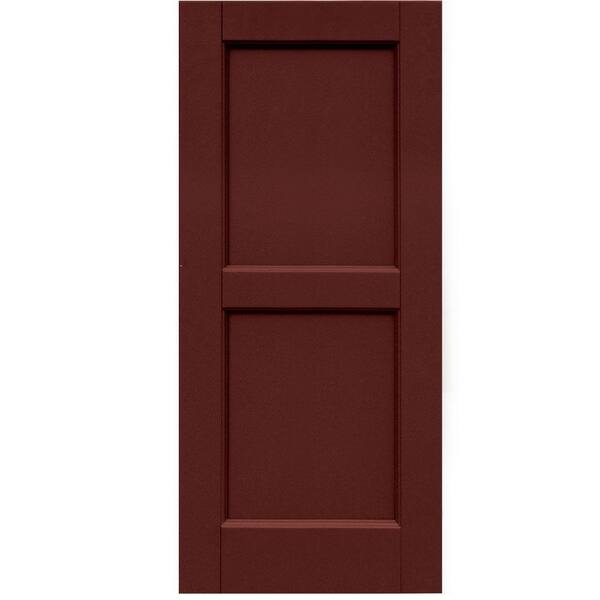 Winworks Wood Composite 15 in. x 34 in. Contemporary Flat Panel Shutters Pair #650 Board and Batten Red