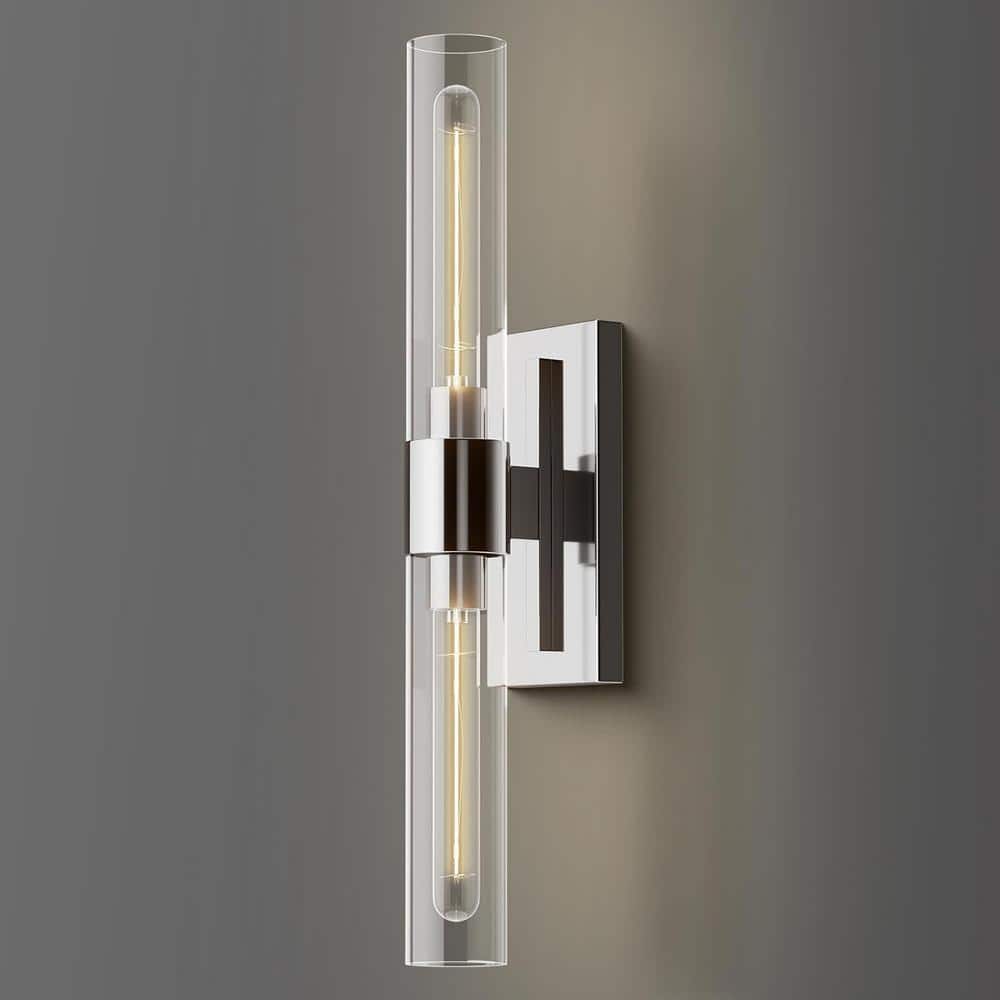 24.8 in. 2-Light Nickel Wall Sconce, Vanity light, Modern Wall Light for Living Room, Bathroom, Bedroom (Set of 1) price history on PriceWatchPro